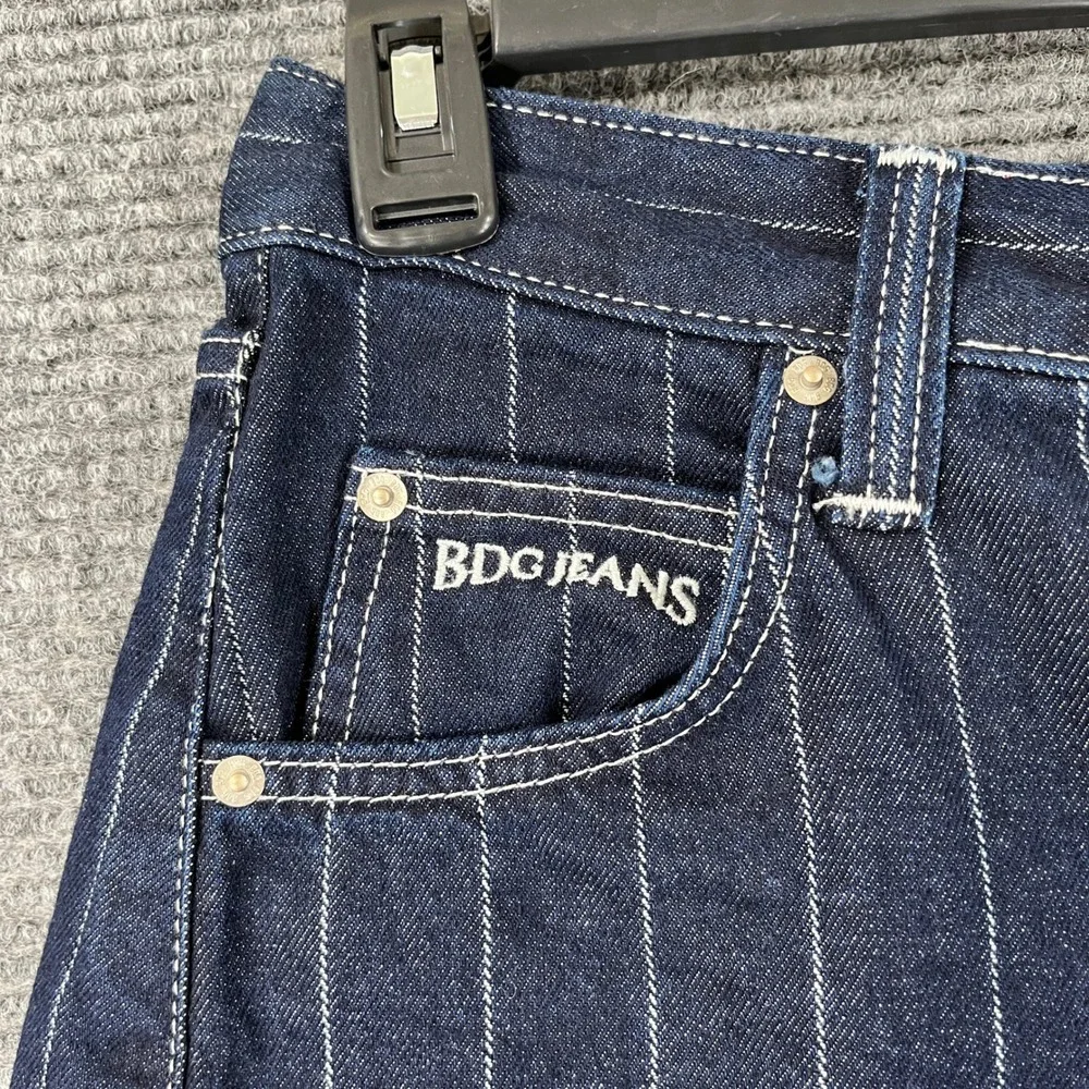 BDG Urban Outfitters Pinstripe Wide Barrel Leg Railroad Jeans Womens 25W 32L